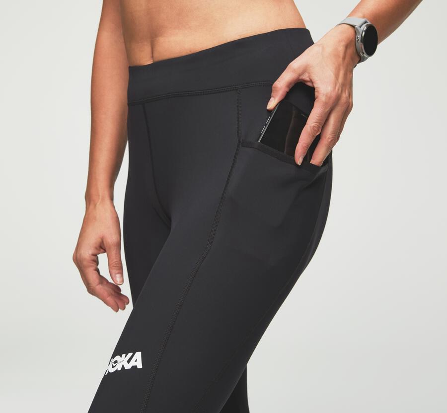 Pantalones Hoka One One Mujer Negros - Performance Crop Tight - USOL54168